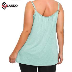 ผ้าฝ้ายผ้าร้อนขายผู้หญิงโลโก้ที่กำหนดเองด้านบนถังตาข่ายที่มีคุณภาพสูงผ้าฝ้ายนุ่มหายใจหลากสีติดตั้งผ้าฝ้ายพลัสขนาด - Product Image 6