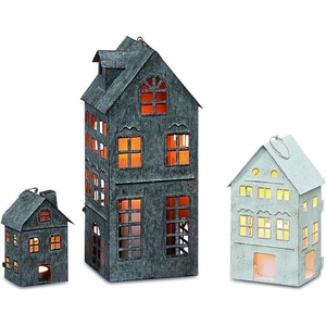 Casita Navideña Vintage de Hierro Galvanizado Blanco, 100 Piezas, Ecológica, para Decoración del Hogar, Familia, Fiestas y Festividades - Product Image 3