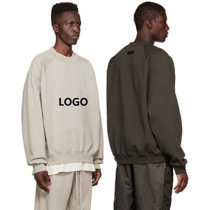 Taille américaine 330 Gsm 100% coton éponge française Logo personnalisé col rond épaules tombantes manches longues col rond sweat à capuche ensemble - Product Image 5