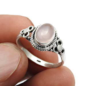 Piedra preciosa de cuarzo rosa natural Plata de Ley 925 Forma ovalada Aspecto clásico Anillo de fiesta Joyería hecha a mano Fabricante al por mayor - Product Image 3