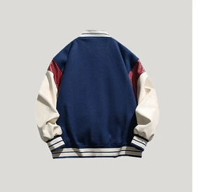 Veste universitaire décontractée noire et blanche, style streetwear, broderie de lettres, bomber ample, jersey de sport d'hiver, style letterman décontracté - Product Image 6