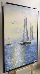 ภาพวาดภูมิทัศน์เวียดนามสมัยใหม่ภาพวาดสีน้ํามันบทคัดย่อมือทาสีเรือสําหรับตกแต่ง - Product Image 4