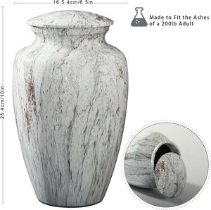 Modern Design White Aluminum Adult Male and Female Burial Urns Handcrafted <b>Memorial</b> Cremation Ashes Sympathy Funeral Wholesale - Product Image 6