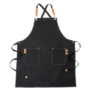 Delantal de algodón con babero de mezclilla, ropa de trabajo reutilizable con estampado de barbacoa para Barista, cocina, catering, camarero, peluquería, limpieza, etc. - Product Image 5