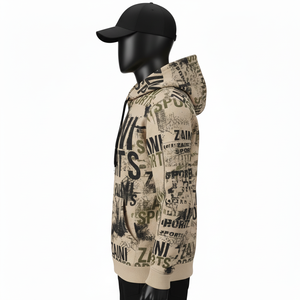 Sweat à capuche pour homme en coton et polyester de qualité supérieure, polaire 300 GSM, doux et chaud, imprimé sur toute la surface, logo personnalisé, sweat à capuche basique pour homme - Product Image 3