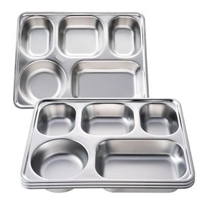 Bandeja multifuncional para servir alimentos Indian Thali Compartimento reutilizable Placas de bandeja de metal de acero inoxidable - Product Image 2