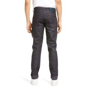 Jeans in denim stonewashed Naked & Famous Super Guy con stampa kimono Asanoha e ricamo, pantaloni a gamba dritta con orlo in denim, taglia 31 - Product Image 2