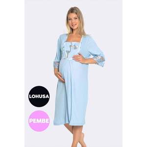 Ensemble de chemise de nuit rose à motifs pour dormir et se détendre - Product Image 1