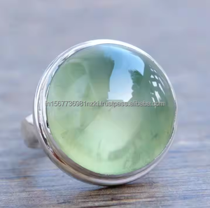Anillo de Aventurina Vintage, anillo de boda de piedras preciosas verdes, joyería de plata hecha a mano inspirada en la naturaleza, regalo de rodio para él/ella para fiestas - Product Image 1