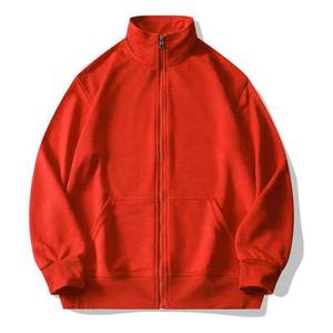3D Embroidered Full <b>Zip</b> Sweatshirt Men Solid Pattern Cotton Fleece Gym Jacket Wholesale Supplier - Product Image 2
