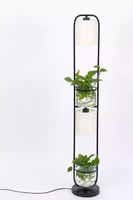 Jardinière en verre Transparent, lampe de sol, ampoule suspendue, Vase en verre avec support en métal pour l'argent, plantes, lampe de sol