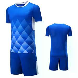 Uniforme de Fútbol de Manga Corta con Cuello Redondo Azul 100% Poliéster al por Mayor para Hombre y Mujer, Logotipo Personalizado Incluido - Product Image 5