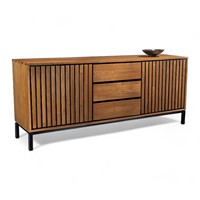 Armoires de cuisine de luxe avec rangement en bois de teck massif, 2 portes et 3 tiroirs à fermeture douce, style moderne, 180x46x76 cm