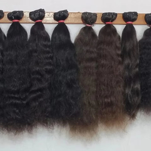 Indian Temple Aligned Raw Extensions de cheveux humains Les vendeurs de cuticules Distributeurs fournissent des faisceaux bouclés ondulés dans la couleur naturelle des cheveux - Product Image 1