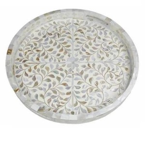 Bandeja de Servicio con Incrustaciones de Hueso de Estilo Único para Decoración de Mesa de Bodas, Catering, Bandeja de Madera para Servir Platos Deliciosos - Product Image 5