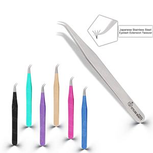 Pinces à cils de haute précision pour extensions de cils, pinces courbées et droites, pinces à volume, outils à cils en acier inoxydable - Product Image 5