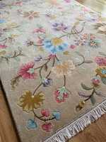 Tapis de haute qualité, livraison rapide, tapis indotibétain floral exquis, tissé à la main en laine de Nouvelle-Zélande, chef-d'œuvre artisanal