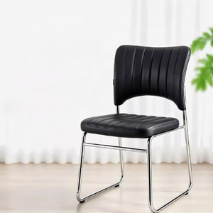 Modern PU Leather Visitor <b>Chair</b> <b>Office</b> Conference <b>Chair</b> Metal Frame Guest Seating with Open Back - Product Image 1