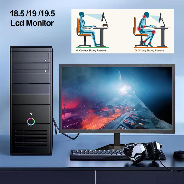 Wucaihong New TN Panel VGA HD Interface 18.5 Inch 75Hz 1366*768 Business LED Desktop Monitor