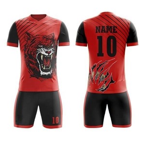 เสื้อฟุตบอลผ้าโพลีเอสเตอร์แห้งเร็วเสื้อฟุตบอลแบบสั่งทำพร้อมโลโก้และตัวเลข - Product Image 1