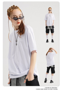 Camiseta de cuello redondo de algodón de 190g para hombre, Camiseta holgada de talla grande con logotipo personalizado Unisex, camiseta lisa en blanco de Color sólido para hombre - Product Image 6