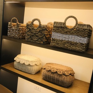 Cesta de paja plegable Rectangular hecha a mano Unik, bolsa de mano trenzada Natural con diseño de almacenamiento elegante, decoración de cesta de mercado - Product Image 3