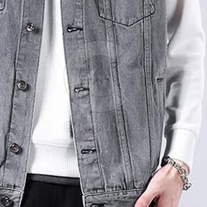 Personalizado Nuevo Diseño Hombres Jeans Chaleco Color Sólido Hombres Jeans Chaleco Streetwear Transpirable Hombres Jeans Chaleco - Product Image 6