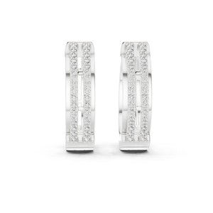 Pendientes de Aro Grandes con Moissanita Redonda Engastada en Plata de Ley 925, Diseño de 64 Piedras - Product Image 2