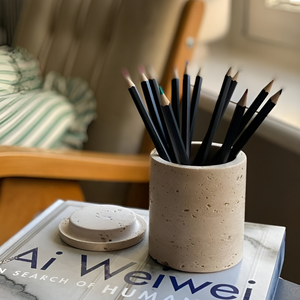 Travertine Pen Holder Desk Organizer Elegant <b>Stone</b> Design for Office & Home Decor Durable & Stylish Today <b>Hot</b> Sell Product - Product Image 3