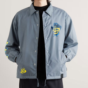 OEM Logo Brodé Personnalisé Écussons Coupe-Vent Streetwear Veste Homme Simple Col Boutonné Polyester Hommes Veste Entraîneurs - Product Image 4