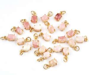 6x8mm Rose Opale Gemstone Pendentif Forme Ovale avec Or Vermeil Prong Set Facettes En Argent Sterling Lunette Réglage Incrustation Cadeau - Product Image 2