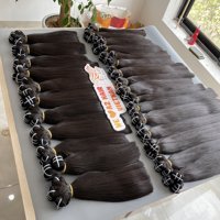Plus grande usine de cheveux du Vietnam : Vente de lots de cheveux 100% humains Remy vierges, lisses et soyeux, couleur noir naturel, longueurs de 8 à 40 pouces, cheveux bruts