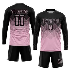 Nouvelle conception, haute qualité, uniforme de football d'usine d'origine, ensemble complet, tenue de football 2025, maillot de football pour hommes, couleur noir et rose - Product Image 5