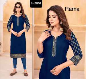 Coton ethnique indien Wera Rubi avec imprimé en aluminium avec beau motif Kurtis à manches longues pour un ensemble Kurtis décontracté et festif - Product Image 3