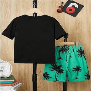 Streetwear d'été 100% coton pour hommes, ensemble t-shirt short deux pièces en tissu respirant avec impression personnalisée, nouvel arrivage - Product Image 2