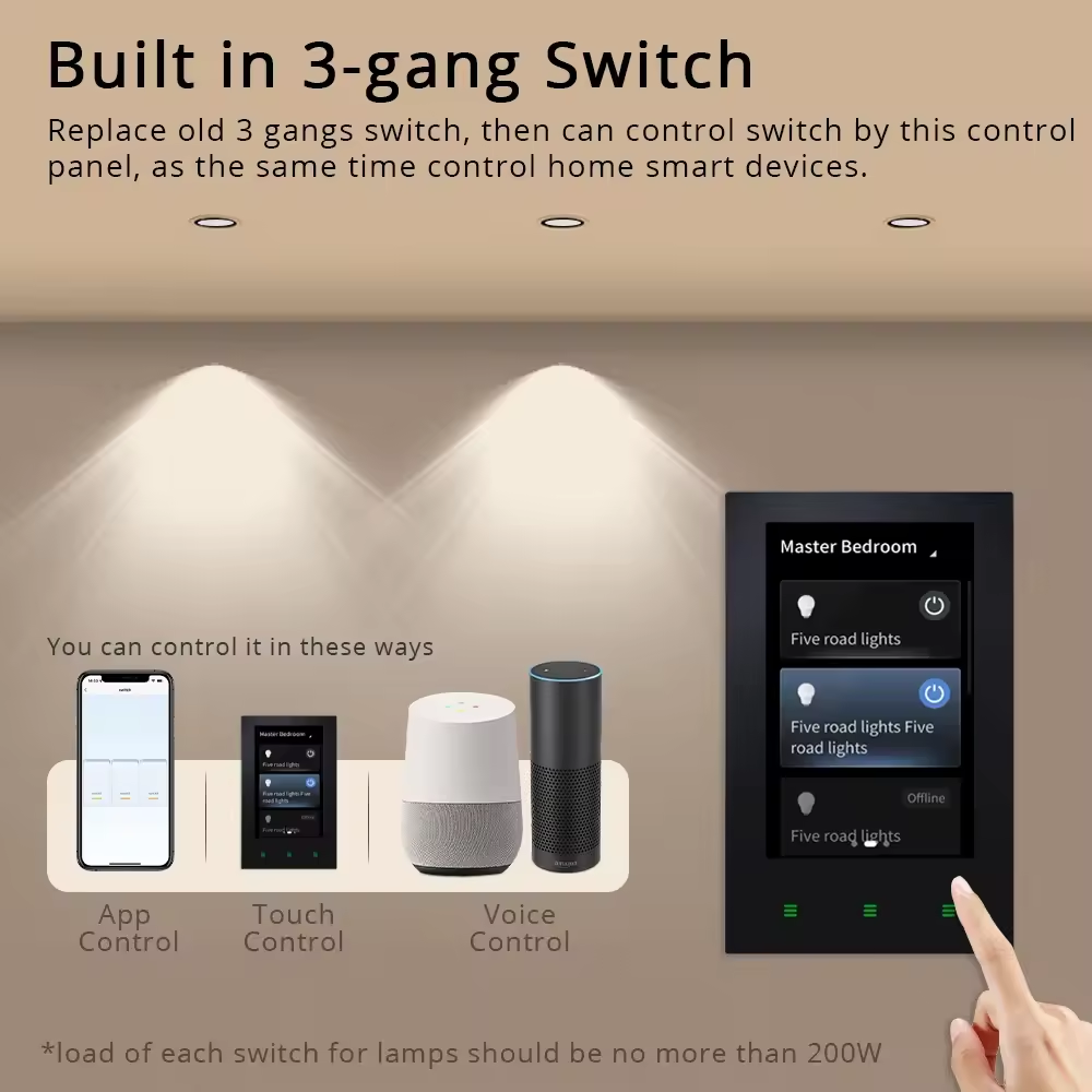 Tuya 4'' US Smart Home Control Panel with 3 Gang Switches ZigBee Gateway Hub Tuya Smart Devices for Switch Socket A/C Curtains · image 6