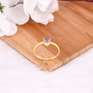 แหวนเงินแท้ทัวร์มาลีนสีชมพูรูปไข่สีเหลืองทองดีไซน์เนอร์แฮนด์เมดเครื่องประดับแหวนชั้นดีสำหรับผู้หญิงของขวัญสำหรับคุณแม่925 - Product Image 4