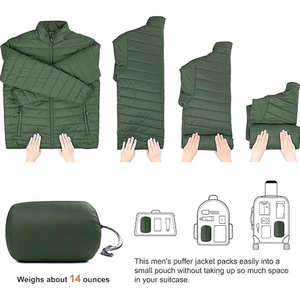 Veste matelassée légère unisexe en denim pliable avec capuche, isolée pour la randonnée hivernale et les voyages de ski - Product Image 4