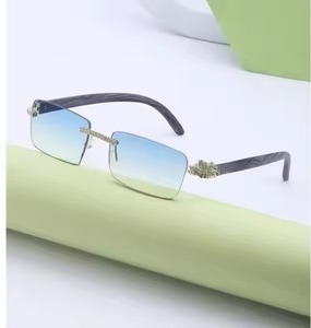 <b>Rimless</b> <b>Sunglasses</b> Black Buffs Bussed Down Hip Hop Glasses for Rappers Luxury Personalized Fashion Moissanite - Product Image 2
