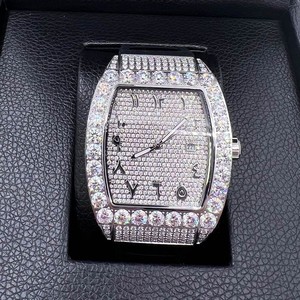 Reloj de Lujo Personalizado con Incrustaciones de Diamantes, Mecánico Automático, Estilo Hip Hop, Unisex, con Engaste Invisible, Esmeralda Baguette VVS1, Correa de Cuero - Product Image 3