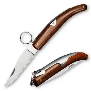 高档不锈钢狩猎折叠口袋刀，带玫瑰木手柄美国流行折叠刀