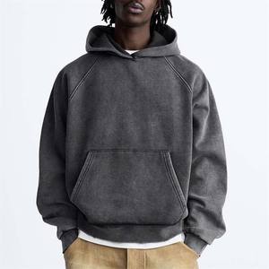 Sweat à capuche de bonne qualité OEM personnalisé poids lourd vintage vieilli lavé hiver coupe régulière logo personnalisé pour hommes - Product Image 5