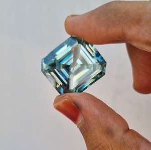 40 กะรัตสีฟ้ามรกตตัด Moissanite เพชร VVS ความชัดเจนเพชรขนาดใหญ่สีฟ้า Moissanite เพชรเหลี่ยมเพชรพลอยทําสําหรับจี้ - Product Image 3