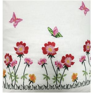 Wholesale Embroidery Lovely Flower&Butterfly <b>Cushion</b> Cover High Quality 100%Linen Embroidery <b>Square</b> Throw Pillowcase - Product Image 4