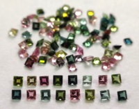 Tourmaline naturelle multicolore taille carrée de 2 mm à 4 mm, facettée, qualité supérieure - Tourmaline multicolore taille carrée en vrac