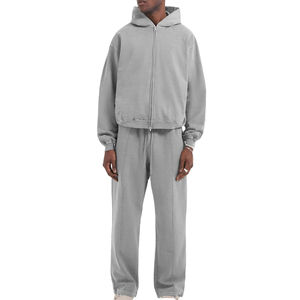 Nuevo Diseño Transpirable, Sudadera con Capucha Extra Grande de Felpa Francesa 100% Algodón, con Cierre y Hombros Caídos, Estilo Lavado Ácido para Hombre - Product Image 1