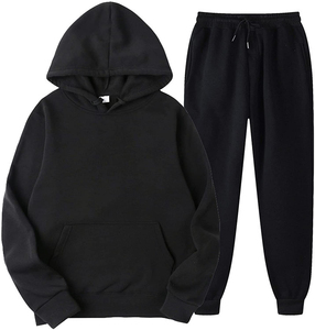Top vente 100% coton OEM solide pull régulier sweat à capuche sweats ensembles de pantalons survêtements écologiques pour hommes prêt à expédier - Product Image 2