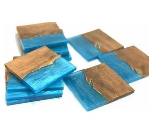 Moldes rectangulares de silicona y HDPE para madera y resina hechos a mano de lujo de madera maciza café té posavasos de calor personalizado - Product Image 2