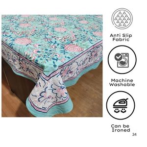 ผ้าคลุมโต๊ะแบบใช้ซ้ำได้ทำจากผ้าลินินพิมพ์ลายดอกไม้หรูหราลายนกเป็ดน้ำอินเดียปรับแต่งได้แบบพรีเมียม - Product Image 4
