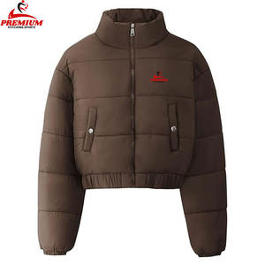 Veste courte en coton d'automne personnalisée pour femmes Vestes d'extérieur à capuche matelassées à bulles coupe-vent en duvet - Product Image 5